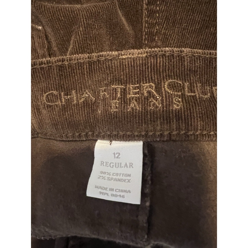 Charter Club Jeans Womens 12 Brown Corduroy Mid Rise Straight Stretch - Picture 3 of 4